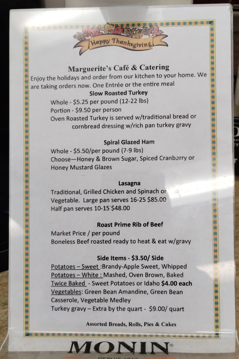 Menu - Marguerite's Cafe And Catering photo 4